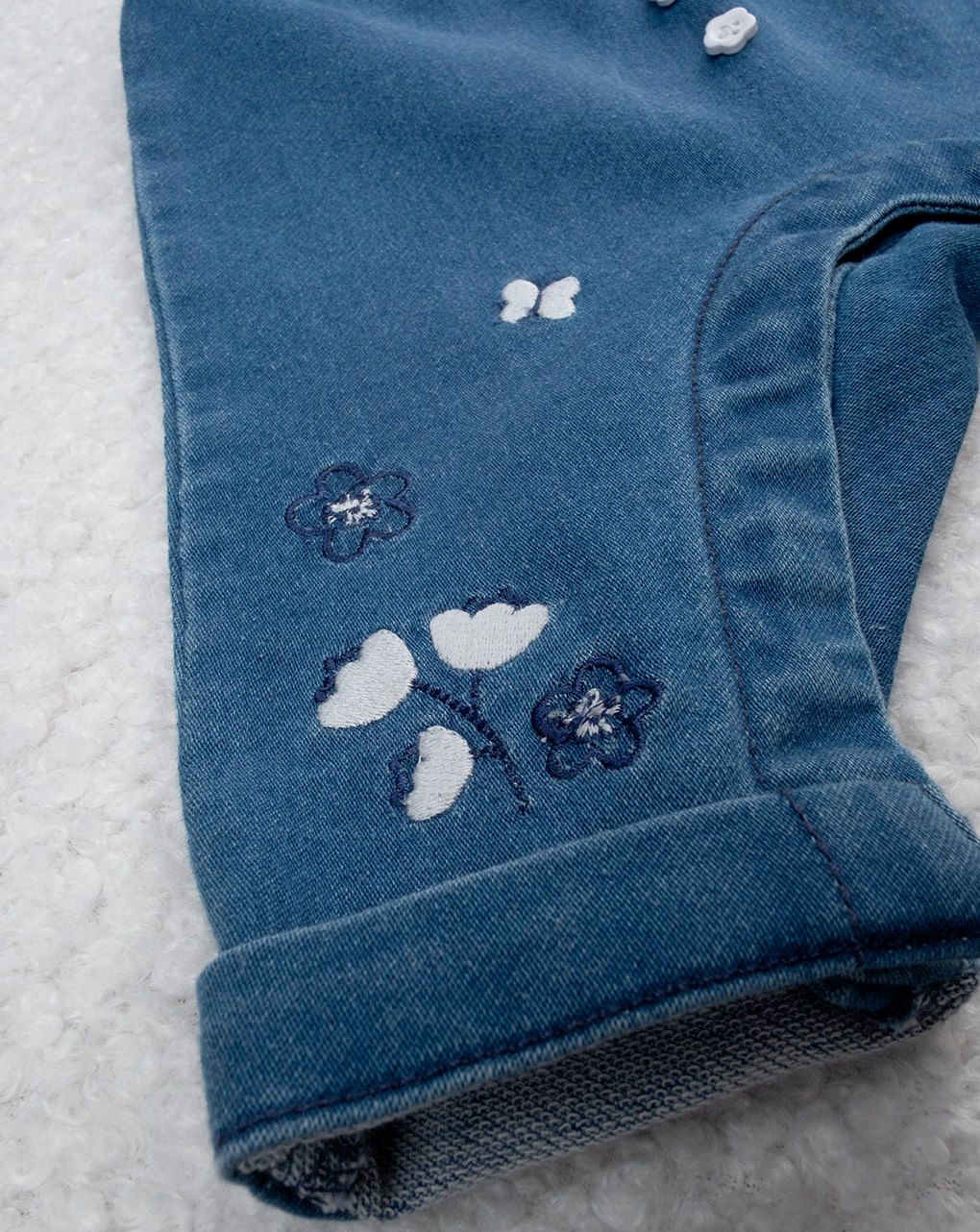 βρεφικό τζιν παντελόνι μπλε με λουλούδια για κορίτσι - Prénatal