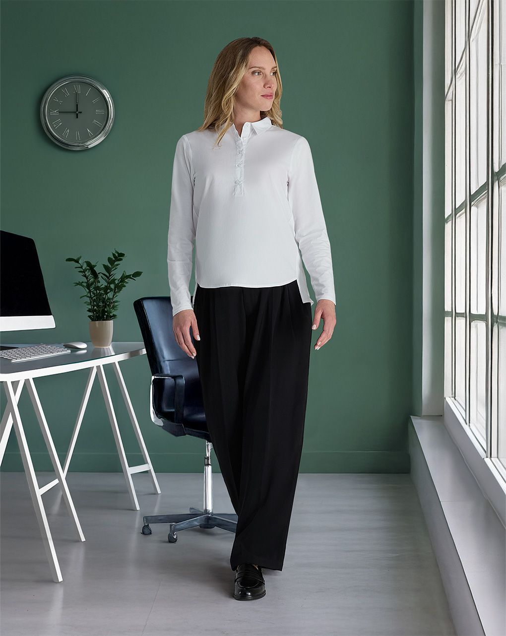 γυναικείο παντελόνι εγκυμοσύνης μαύρο φαρδύ - Prénatal