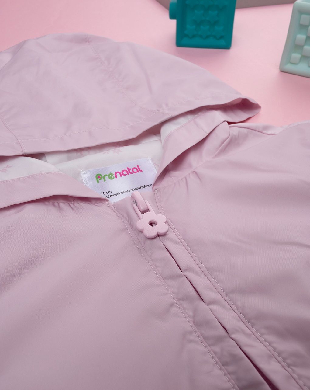 βρεφικό αντιανεμικό μπουφάν ροζ για κορίτσι - Prénatal