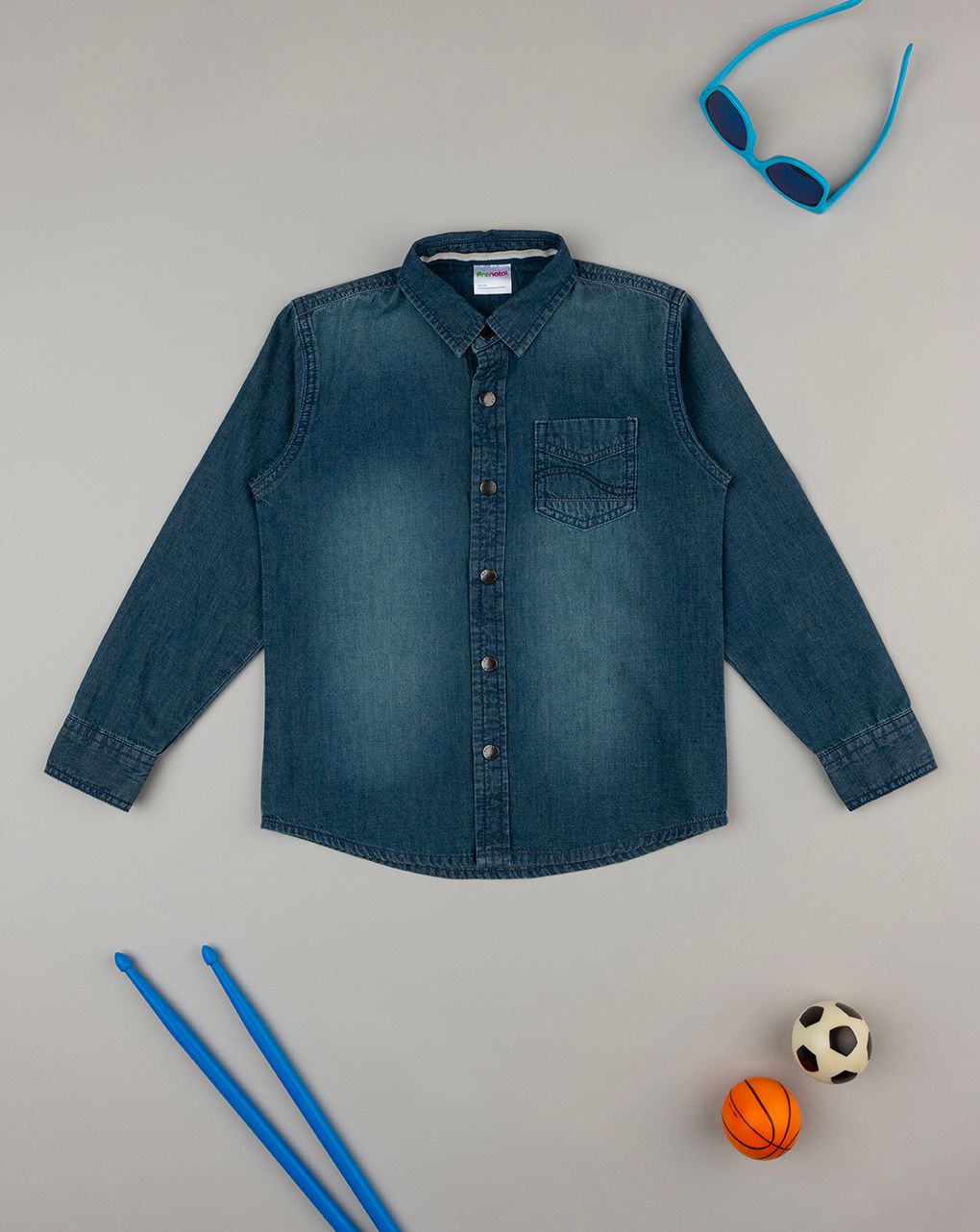 παιδικό τζιν πουκάμισο μπλε για αγόρι