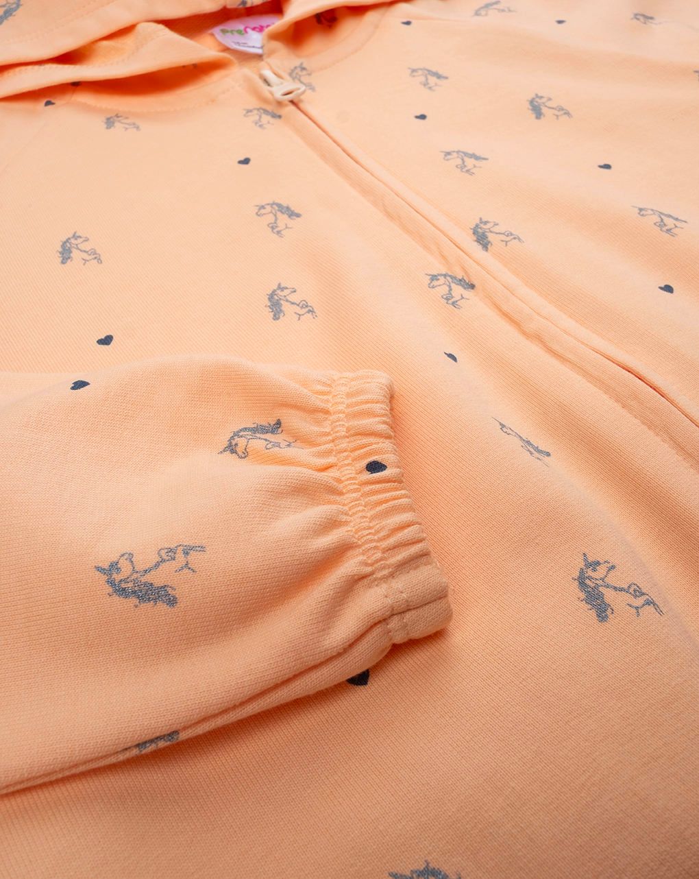 παιδική ζακέτα φούτερ πορτοκαλί με μονόκερους για κορίτσι - Prénatal