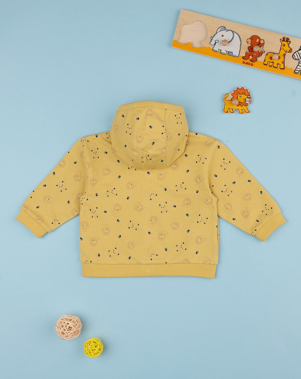 βρεφική ζακέτα φούτερ κίτρινη με λιονταράκια για αγόρι - Prénatal