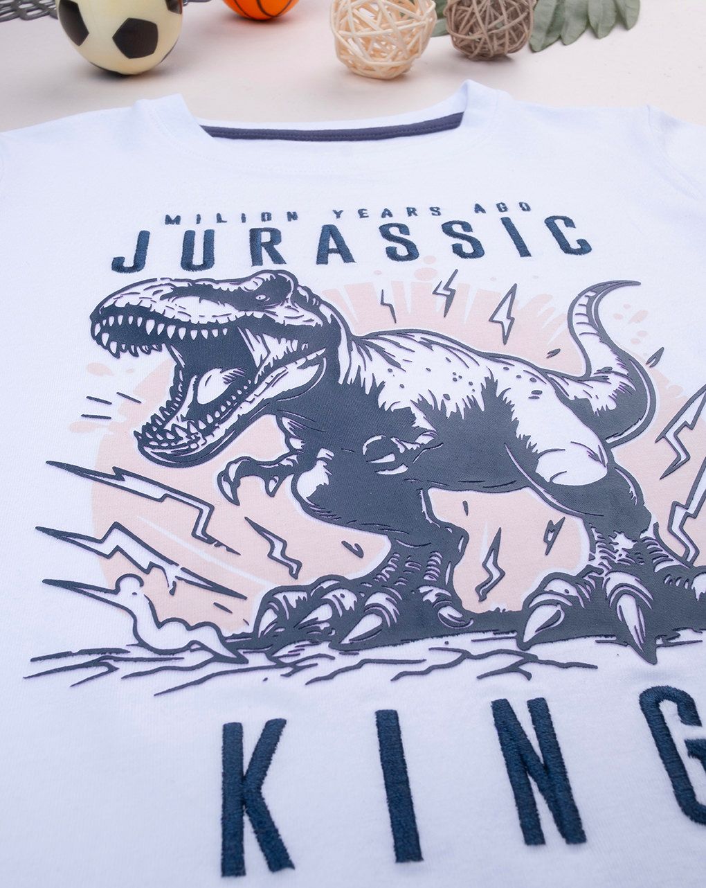 παιδική μπλούζα λευκή jurassic king για αγόρι - Prénatal