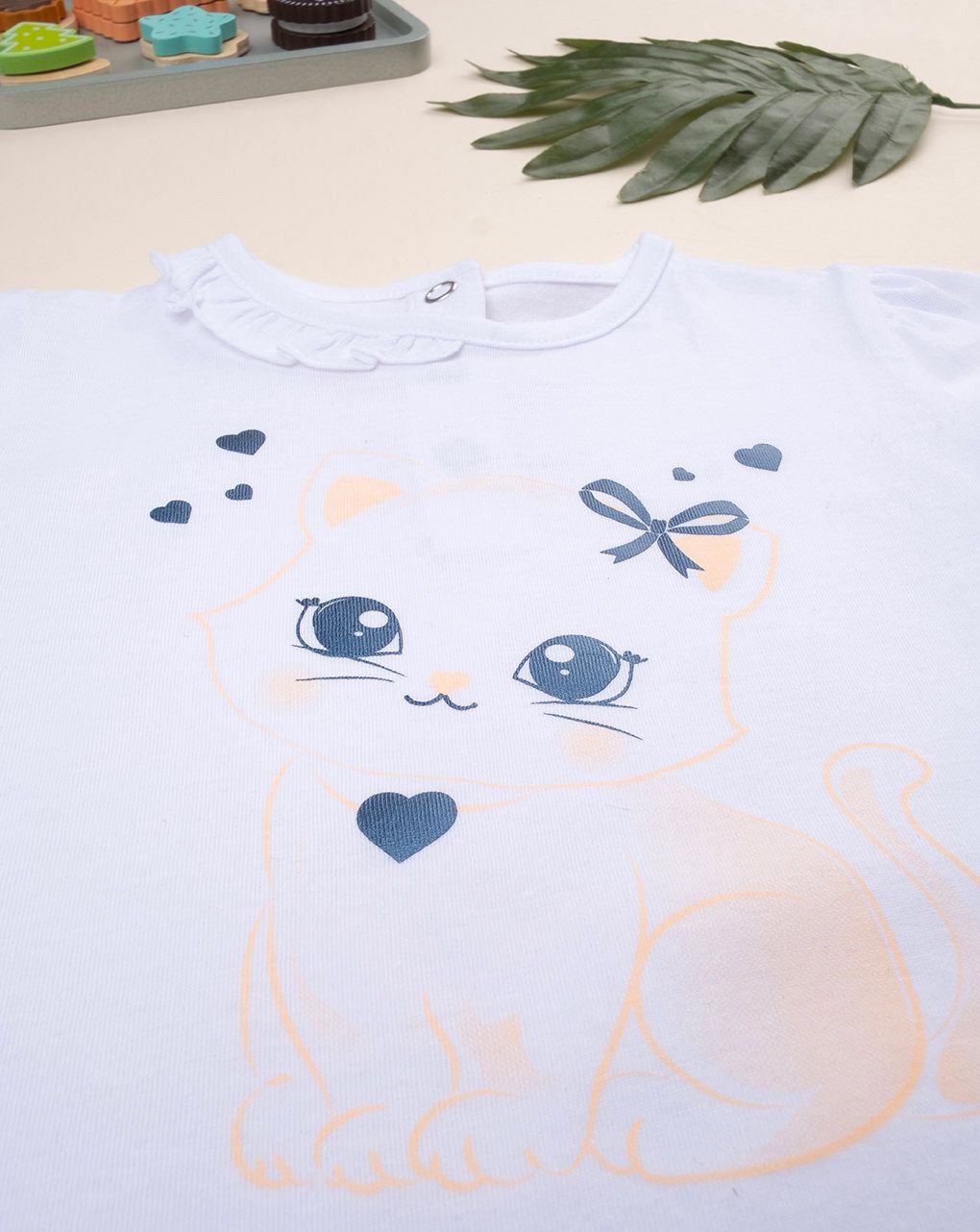 βρεφική μπλούζα λευκή με γατάκι για κορίτσι - Prénatal