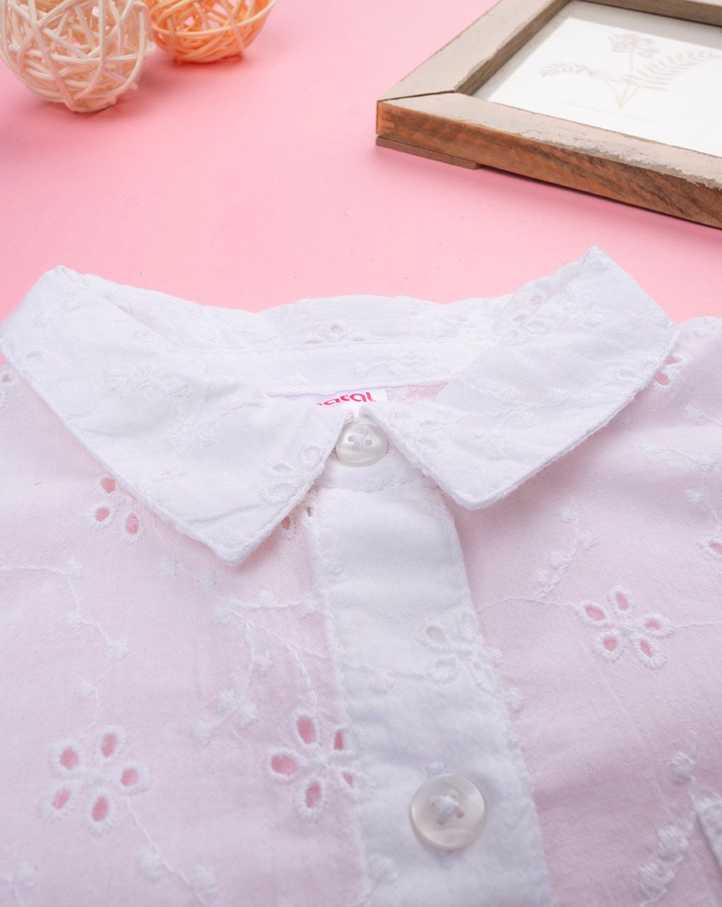 παιδικό πουκάμισο λευκό δαντέλα sangallo για κορίτσι - Prénatal