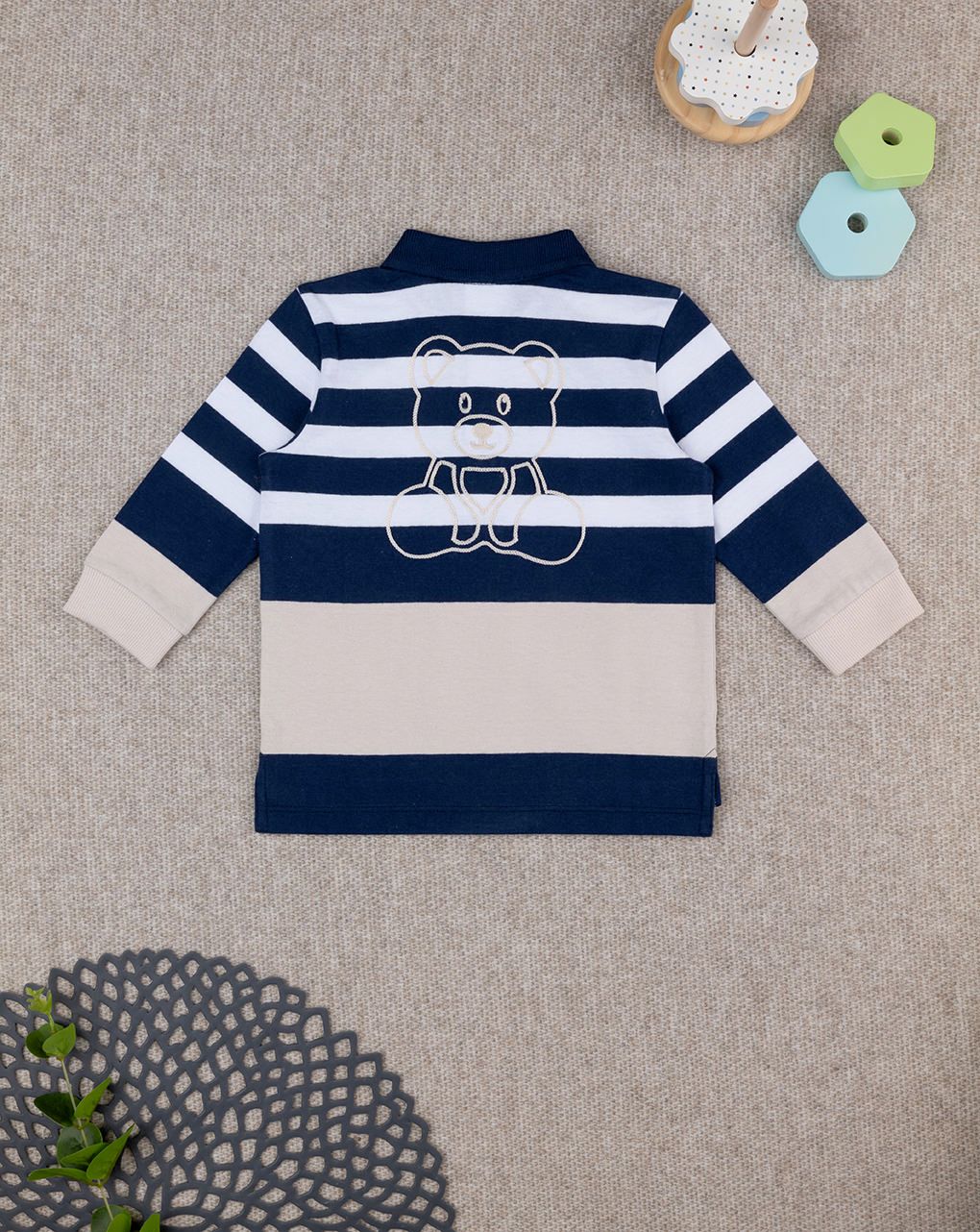 βρεφική μπλούζα πόλο ριγέ teddy για αγόρι - Prénatal