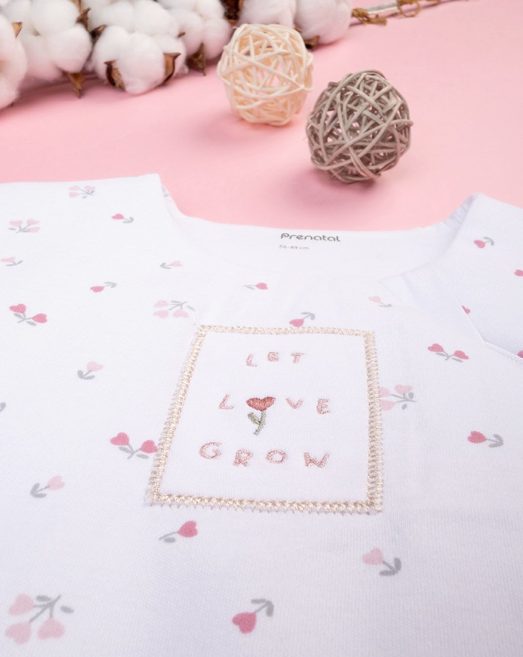 βρεφικός αμάνικος υπνόσακος σενίλ λευκός φλοράλ 2.5 tog - Prénatal