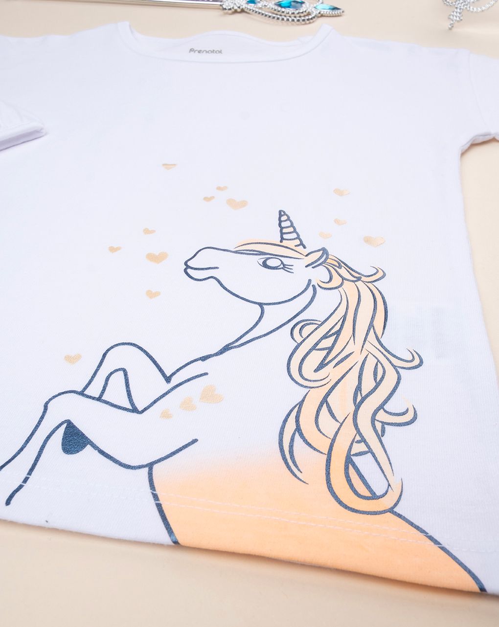 παιδική μπλούζα λευκή με μονόκερο για κορίτσι - Prénatal