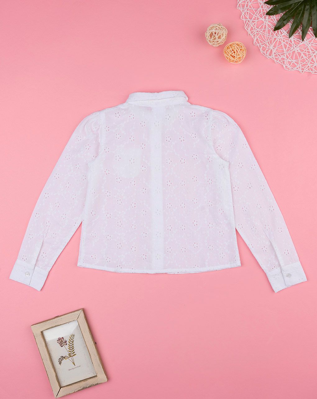 παιδικό πουκάμισο λευκό δαντέλα sangallo για κορίτσι - Prénatal