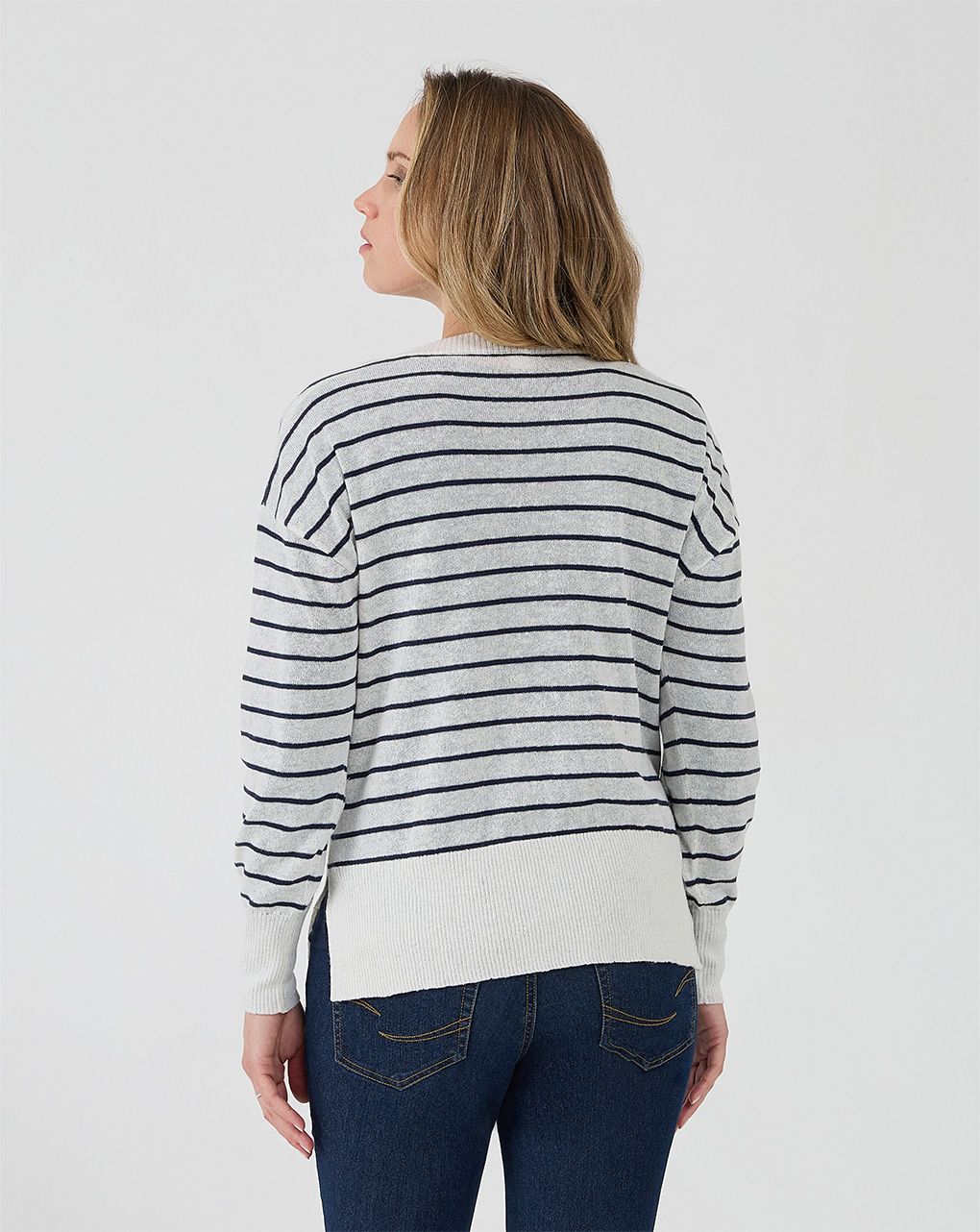 γυναικείο πουλόβερ εγκυμοσύνης λευκό ριγέ - Prénatal