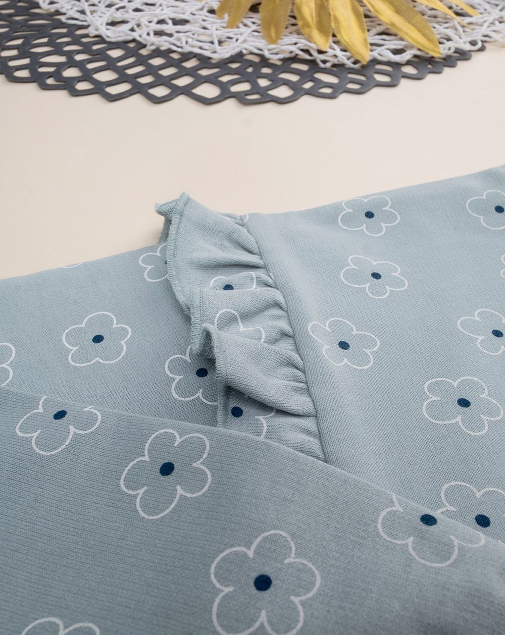 παιδική μπλούζα φούτερ γκριζοπράσινη με μαργαρίτες για κορίτσι - Prénatal