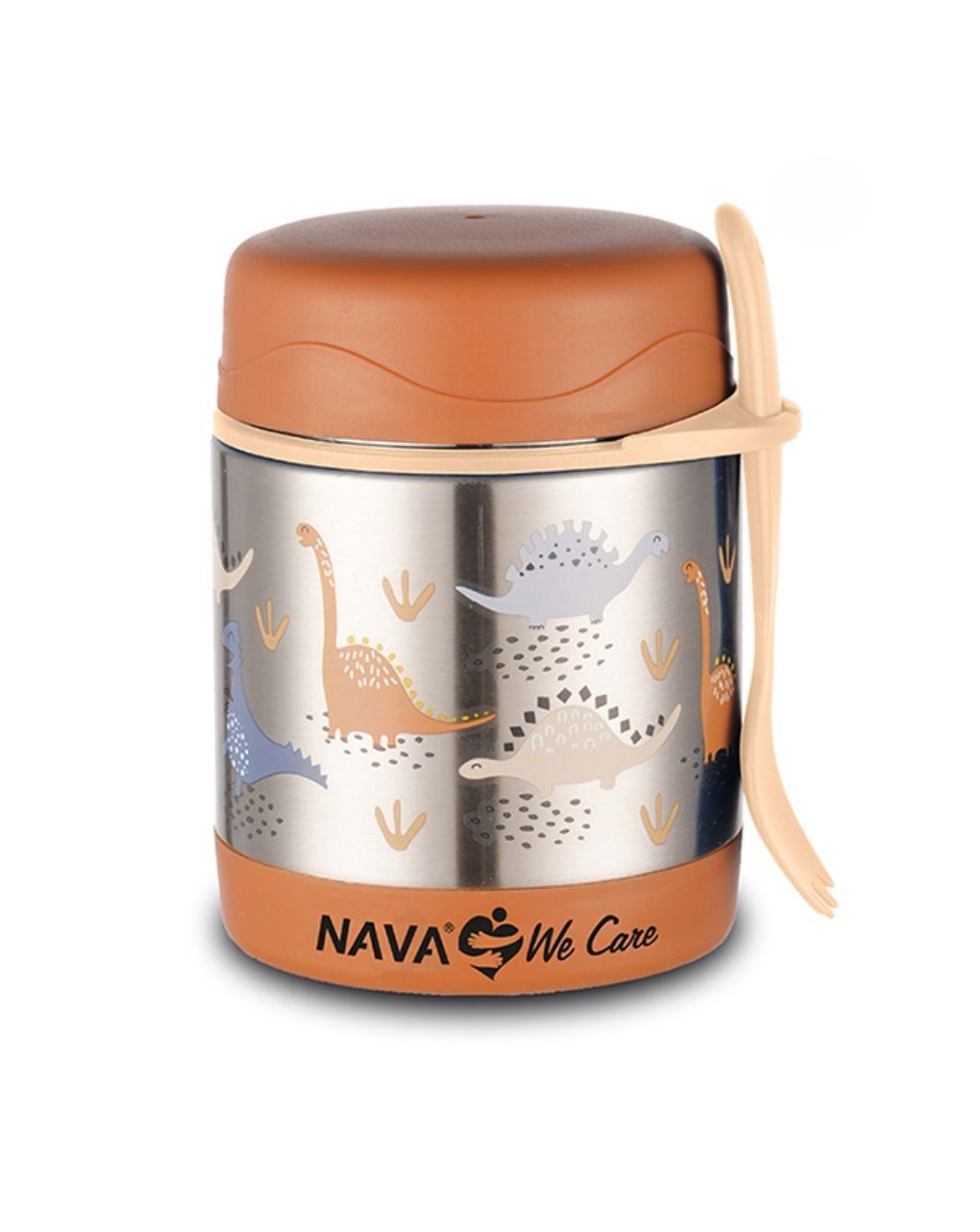 Nava παιδικό ισοθερμικό δοχείο φαγητού στρογγυλό "we care" 350ml brown 10-001-013 - Nava