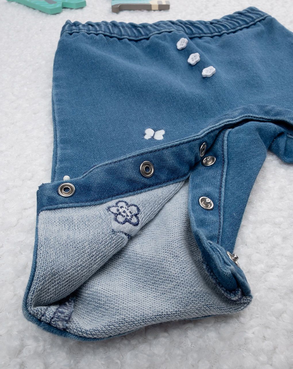 βρεφικό τζιν παντελόνι μπλε με λουλούδια για κορίτσι - Prénatal