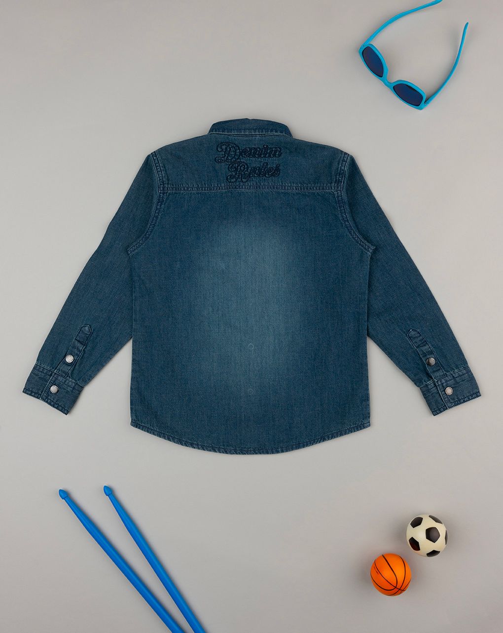 παιδικό τζιν πουκάμισο μπλε για αγόρι - Prénatal