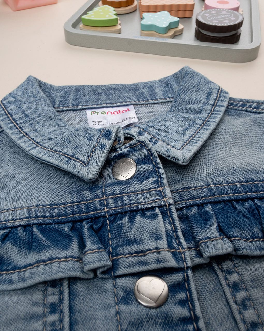 βρεφικό τζιν μπουφάν μπλε με βολάν για κορίτσι - Prénatal