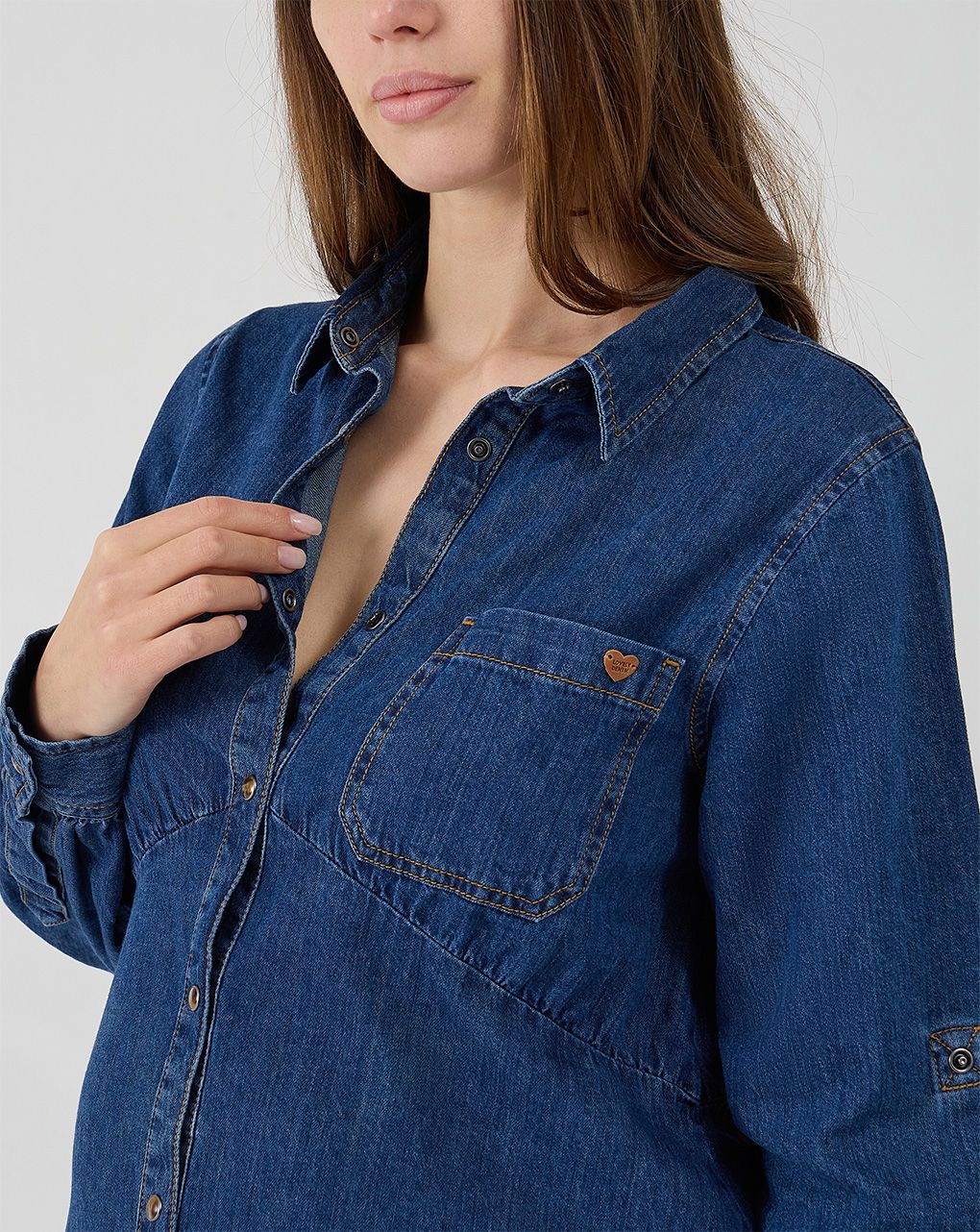 γυναικείο τζιν φόρεμα εγκυμοσύνης/θηλασμού μπλε - Prénatal