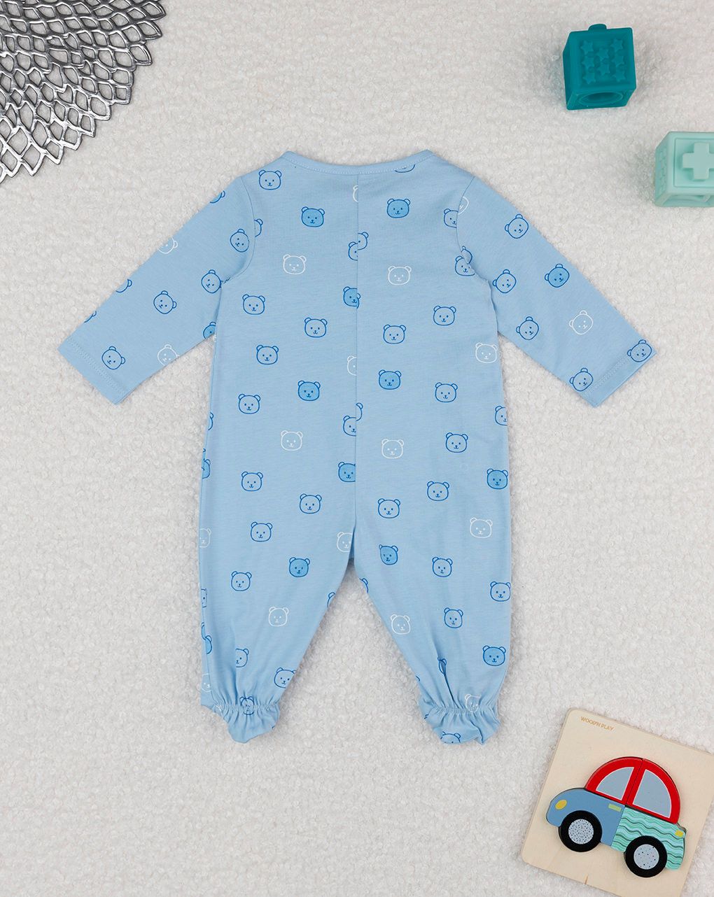 βρεφικό φορμάκι γαλάζιο με αρκουδάκια για αγόρι - Prénatal