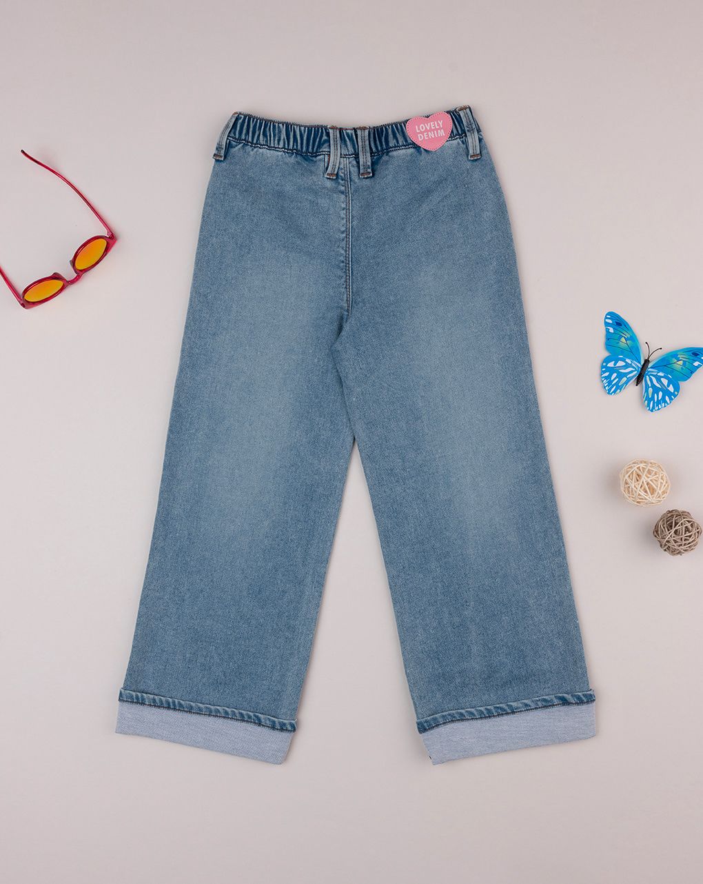 παιδικό τζιν παντελόνι μπλε wide leg για κορίτσι - Prénatal