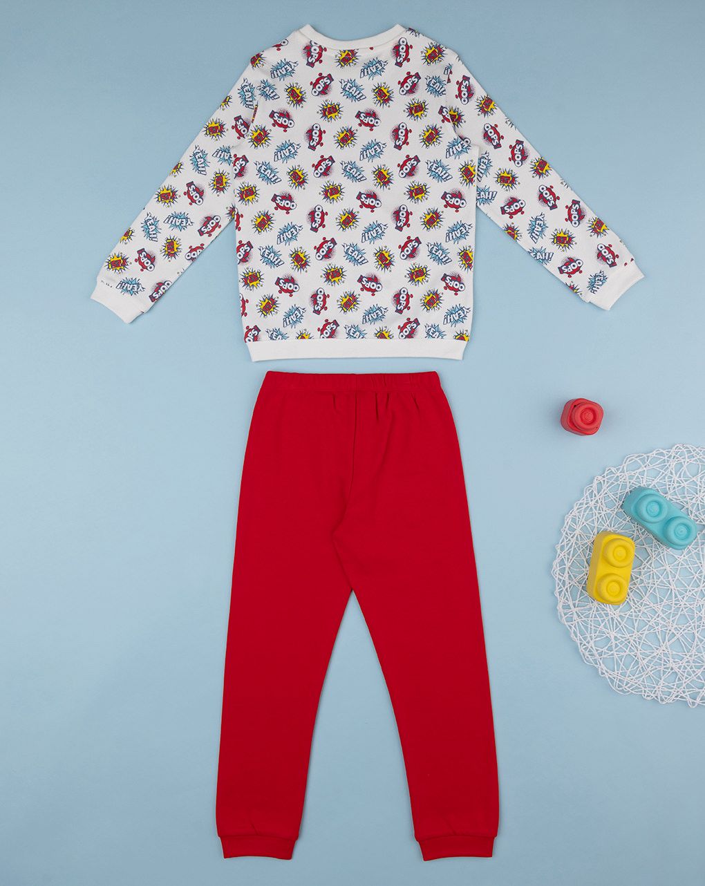 παιδική πιτζάμα λευκή/κόκκινη comics για αγόρι - Prénatal