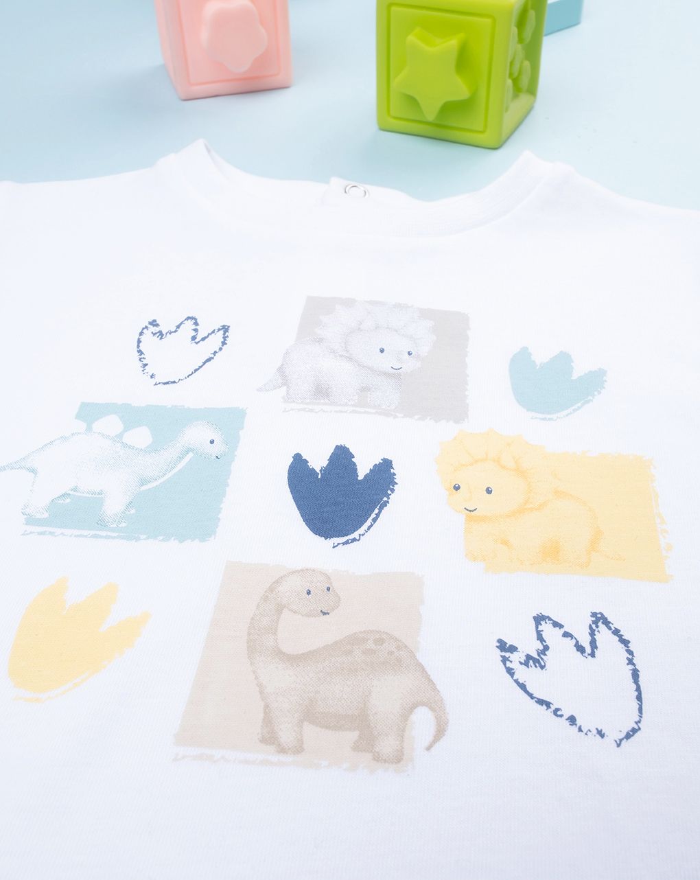 βρεφική μπλούζα λευκή με δεινόσαυρους για αγόρι - Prénatal