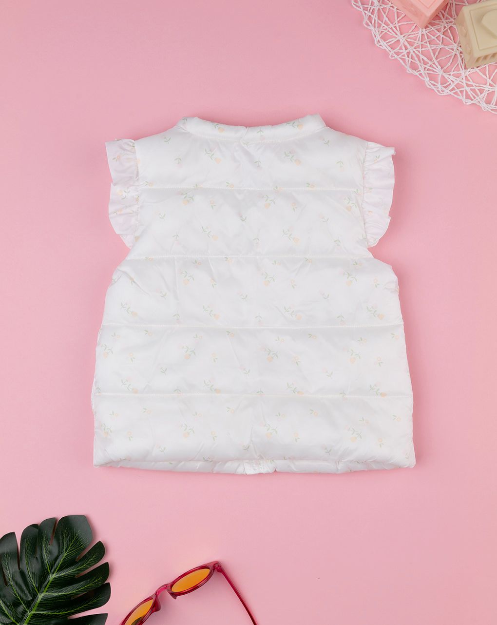 βρεφικό αμάνικο μπουφάν λευκό φλοράλ για κορίτσι - Prénatal