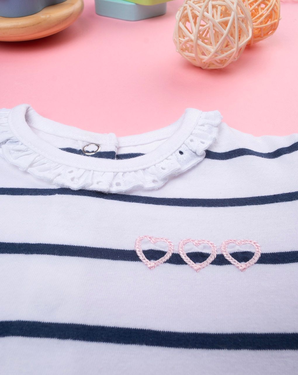βρεφικό κορμάκι ριγέ με καρδούλες για κορίτσι - Prénatal