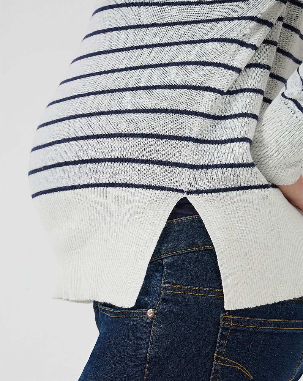 γυναικείο πουλόβερ εγκυμοσύνης λευκό ριγέ - Prénatal