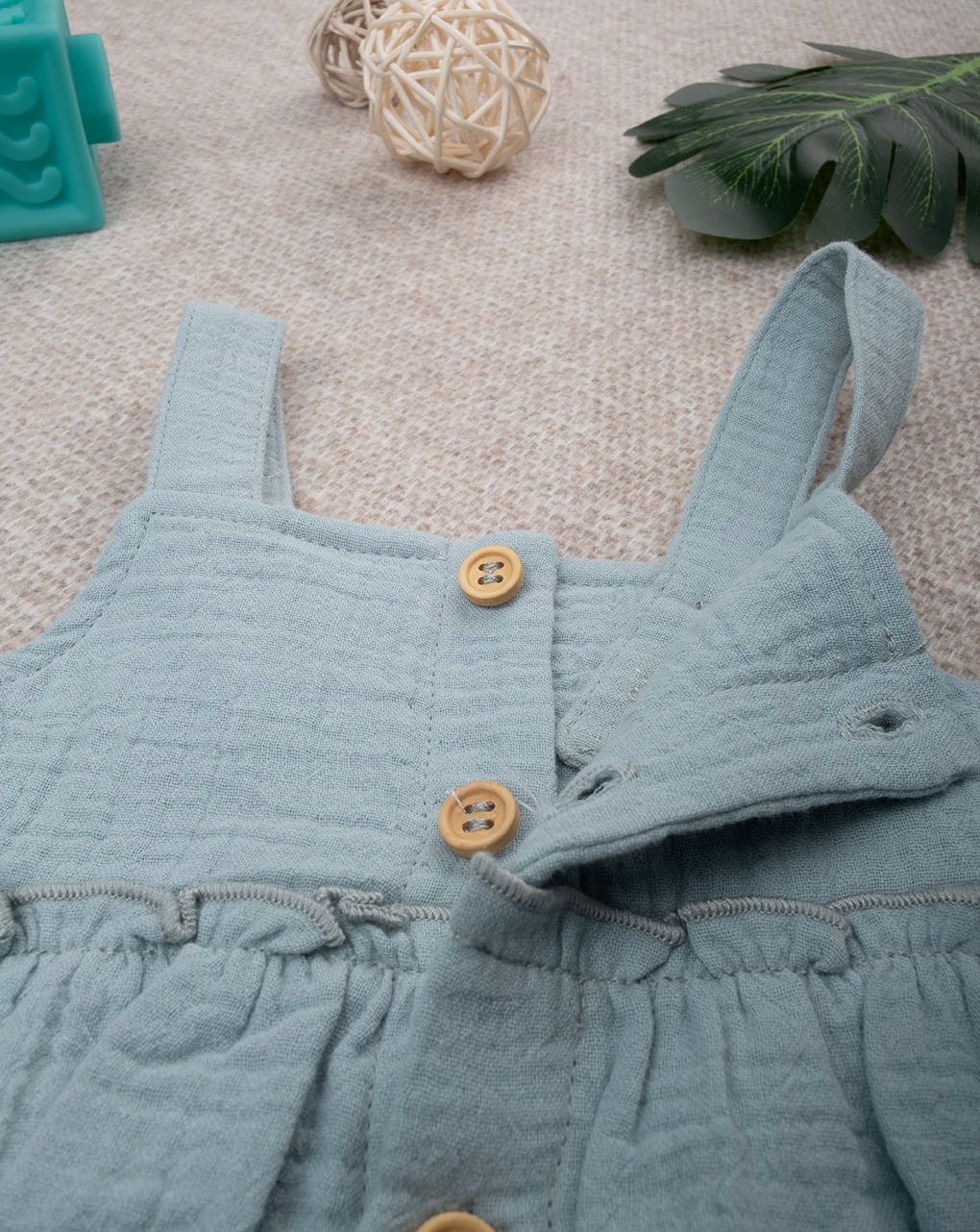 βρεφικό φόρεμα πράσινο μουσελίνα για κορίτσι - Prénatal