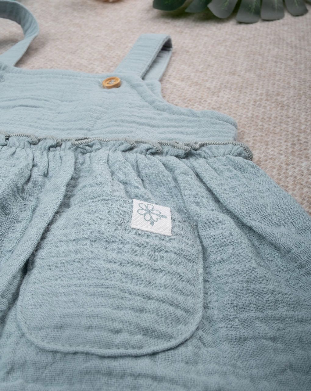 βρεφικό φόρεμα πράσινο μουσελίνα για κορίτσι - Prénatal