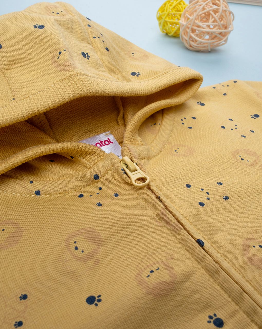 βρεφική ζακέτα φούτερ κίτρινη με λιονταράκια για αγόρι - Prénatal