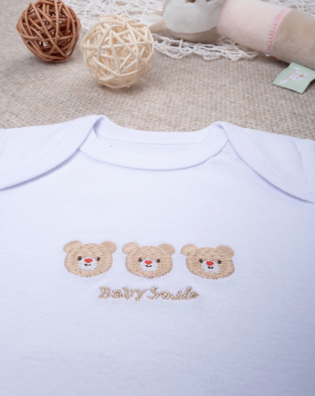 βρεφικό κορμάκι λευκό με αρκουδάκια unisex - Prénatal
