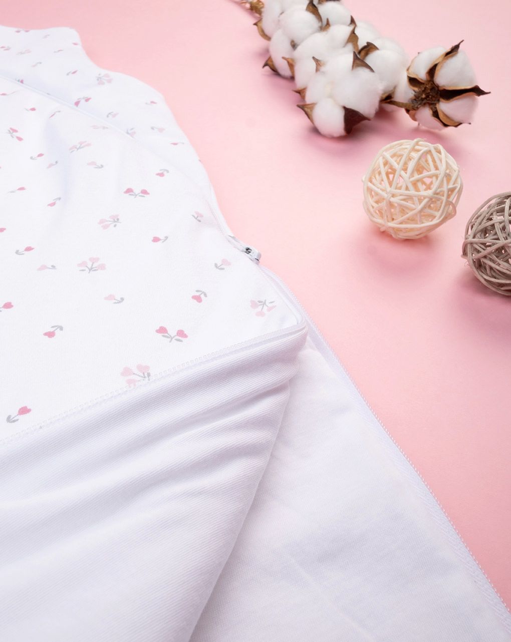 βρεφικός αμάνικος υπνόσακος σενίλ λευκός φλοράλ 2.5 tog - Prénatal
