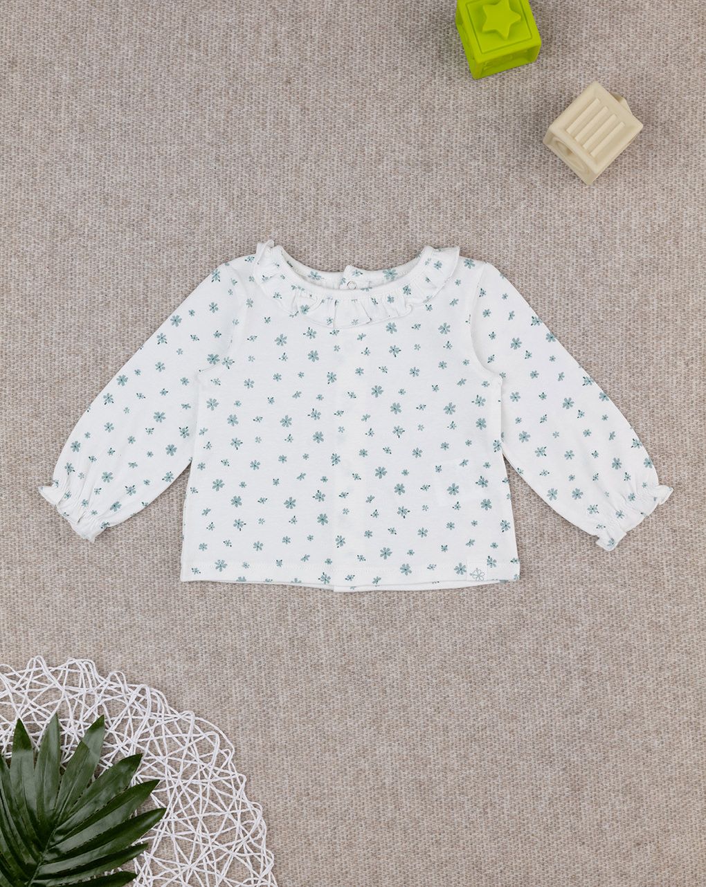 βρεφική μπλούζα λευκή με λουλούδια για κορίτσι - Prénatal