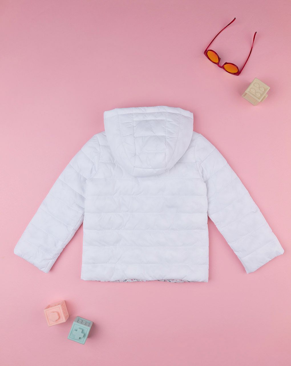 παιδικό μπουφάν puffer λευκό φλοράλ για κορίτσι - Prénatal
