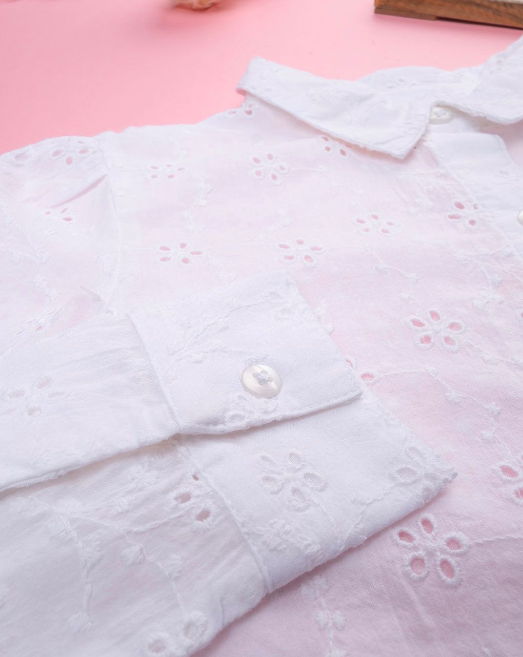 παιδικό πουκάμισο λευκό δαντέλα sangallo για κορίτσι - Prénatal