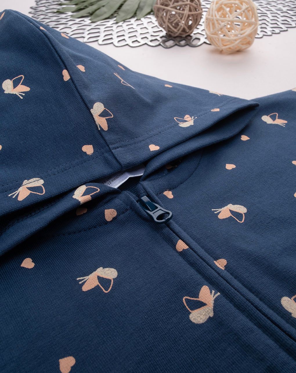 βρεφική ζακέτα φούτερ μπλε με πεταλούδες για κορίτσι - Prénatal