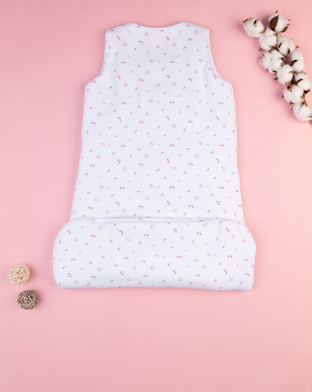 βρεφικός αμάνικος υπνόσακος σενίλ λευκός φλοράλ 2.5 tog - Prénatal