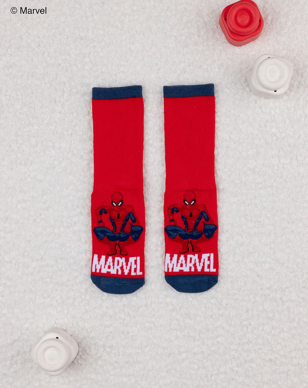 παιδικές αντιολισθητικές κάλτσες κόκκινες με το spiderman για αγόρι - Prénatal