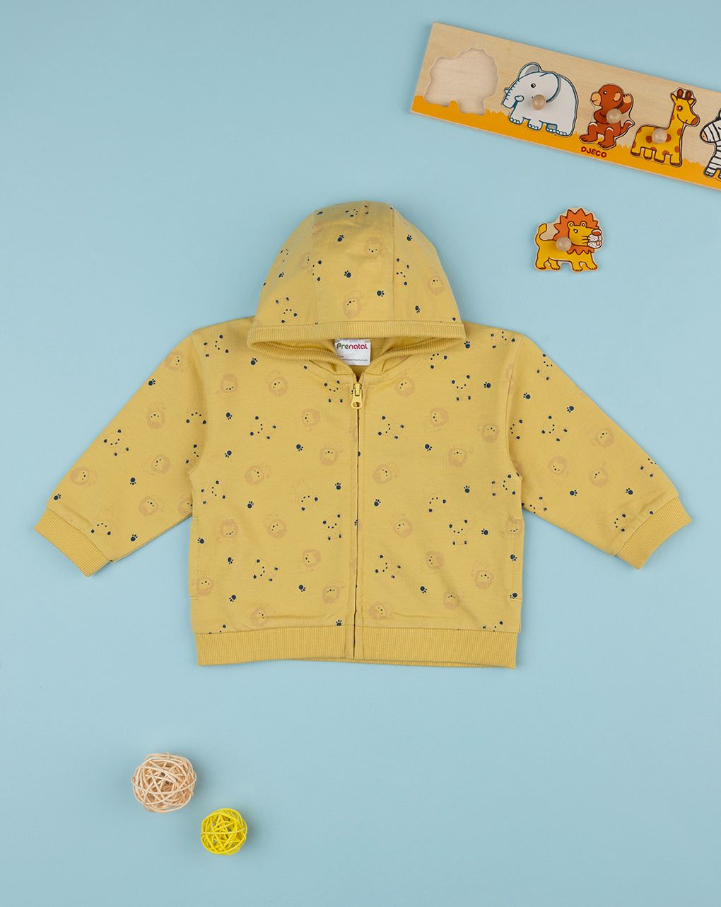 βρεφική ζακέτα φούτερ κίτρινη με λιονταράκια για αγόρι - Prénatal