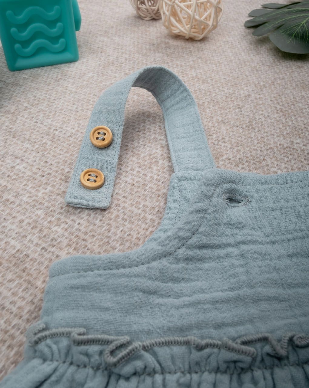 βρεφικό φόρεμα πράσινο μουσελίνα για κορίτσι - Prénatal