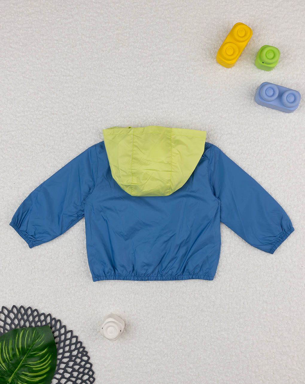 βρεφικό αντιανεμικό μπουφάν λαχανί/μπλε με δεινόσαυρο για αγόρι - Prénatal