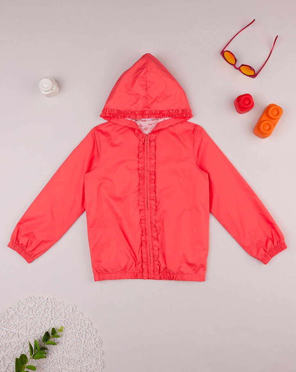 παιδικό αντιανεμικό μπουφάν κοραλί για κορίτσι