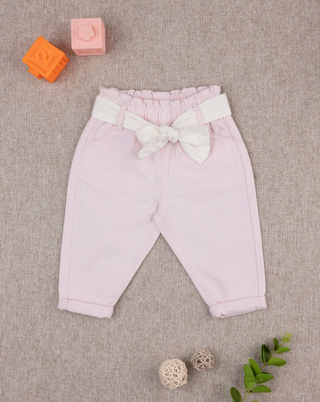 βρεφικό τζιν παντελόνι ροζ για κορίτσι