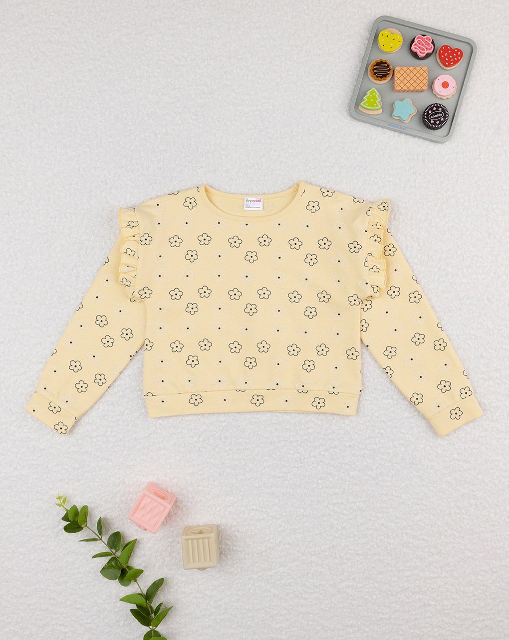 παιδική μπλούζα φούτερ κίτρινη με μαργαρίτες για κορίτσι