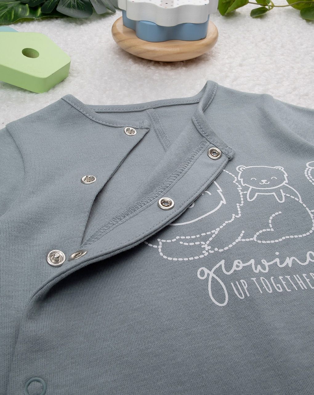 βρεφικό φορμάκι γκριζοπράσινο με λιοντάρια για αγόρι - Prénatal