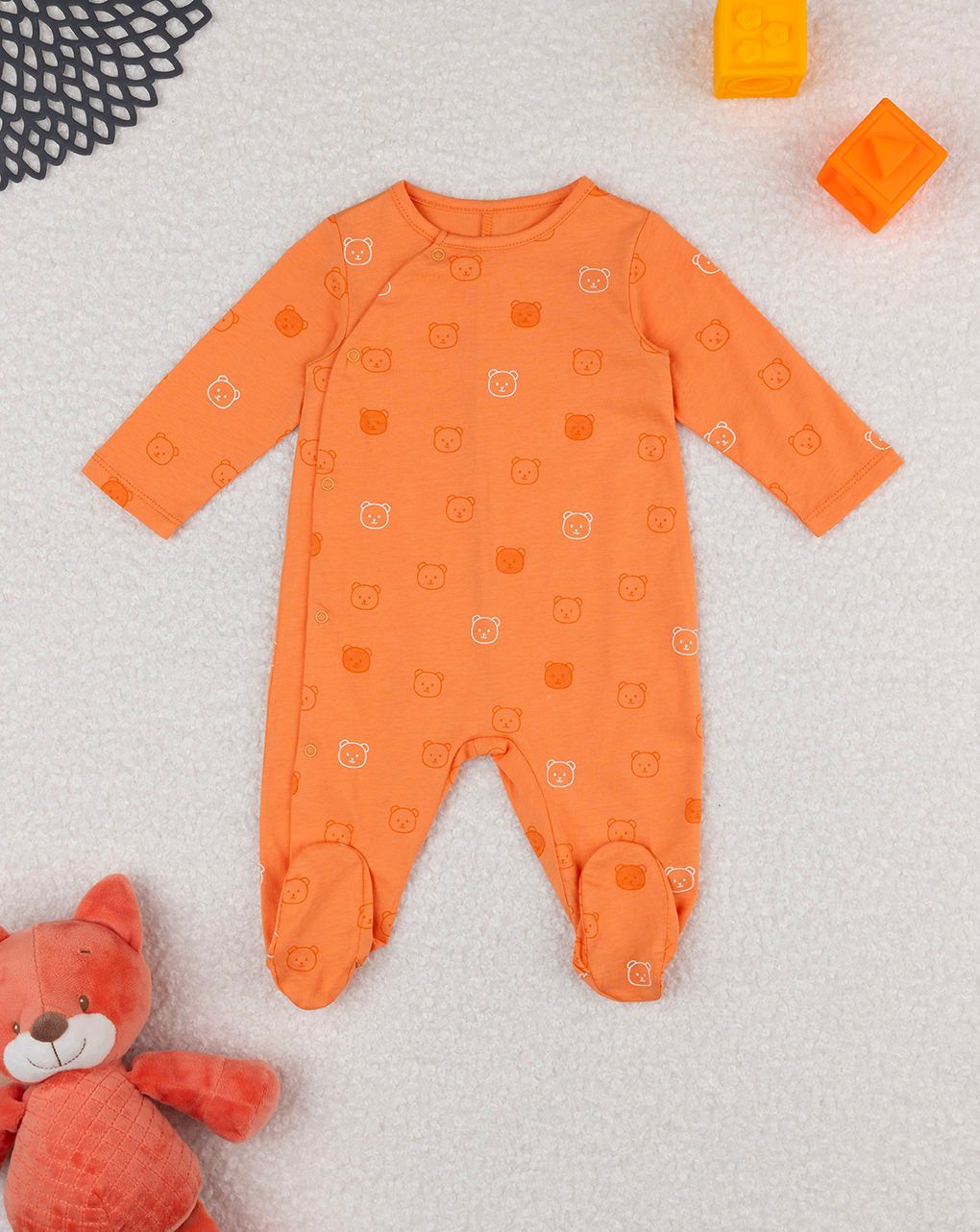 βρεφικό φορμάκι πορτοκαλί με αρκουδάκια για αγόρι - Prénatal