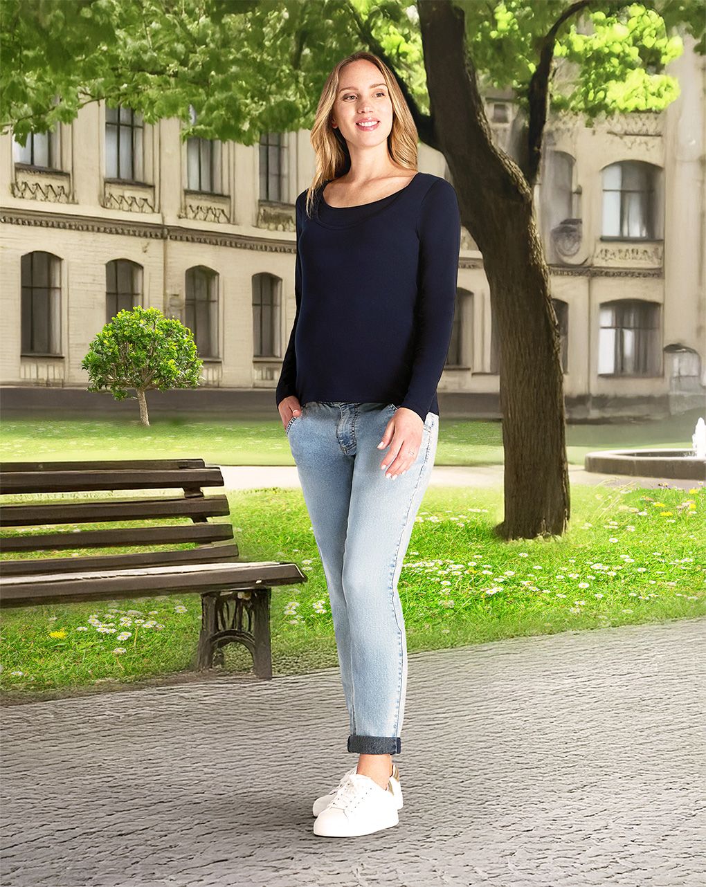 γυναικεία μπλούζα εγκυμοσύνης/θηλασμού μπλε σκούρο