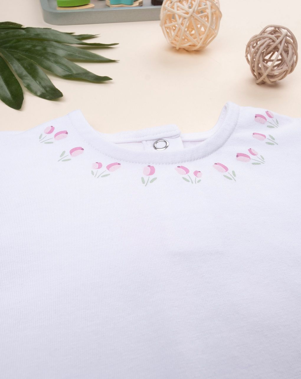 βρεφική μπλούζα λευκή με λουλούδια για κορίτσι - Prénatal