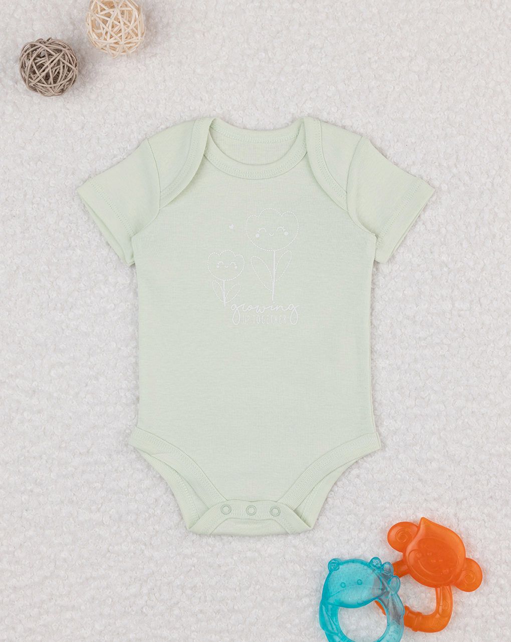 βρεφικό κορμάκι μέντα με λουλούδια για κορίτσι