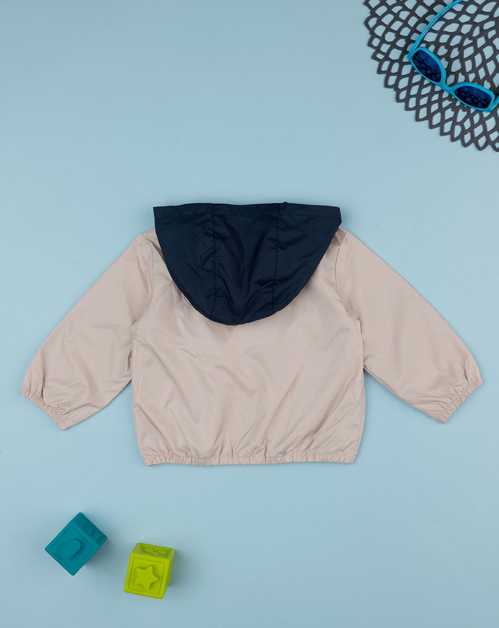 βρεφικό αντιανεμικό μπουφάν μπεζ/μπλε με δεινόσαυρο για αγόρι - Prénatal